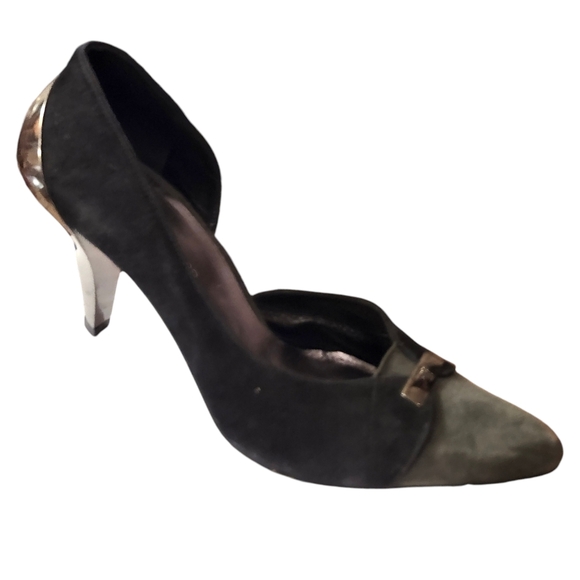 New No Box FarrutX Metal Heel Pumps Black and Grey Suede size 36 - Picture 5 of 10